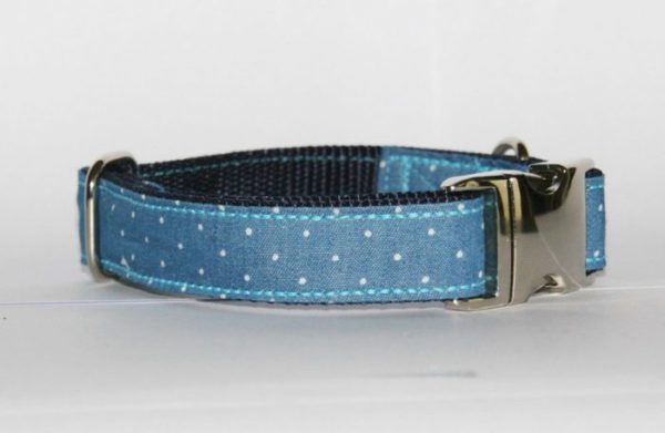 Hundehalsband Jeans Stella aus Jeansstoff mit Punkten und Sternen